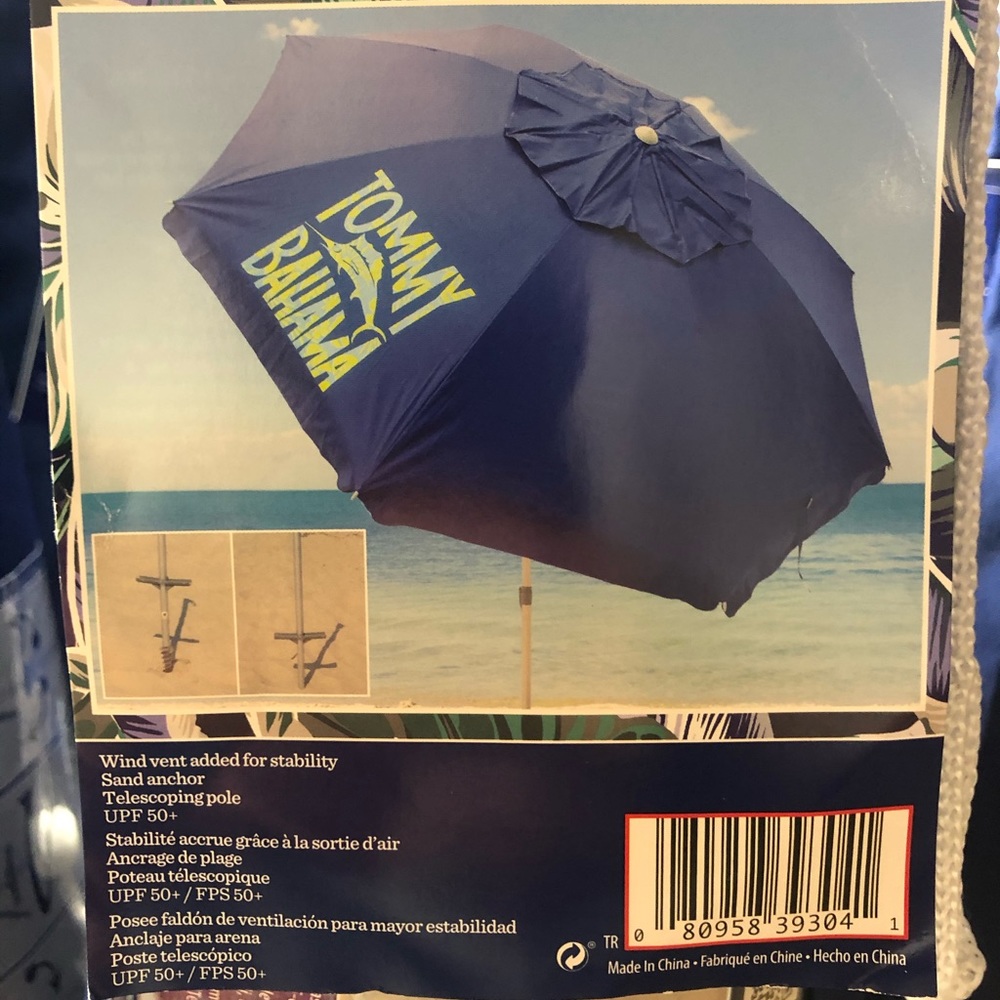 Tommy Bahama blue beach umbrella